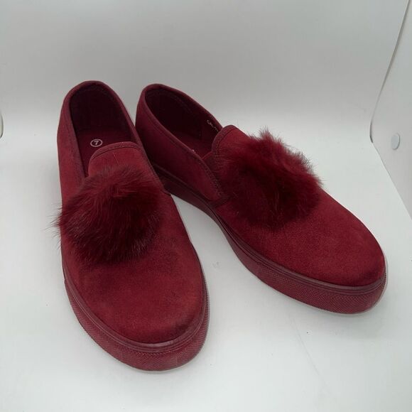 Ositos CAL-02K Burgundy Slip On Pom Pom Sneakers Loafers Size 8 Brand New - Picture 3 of 8